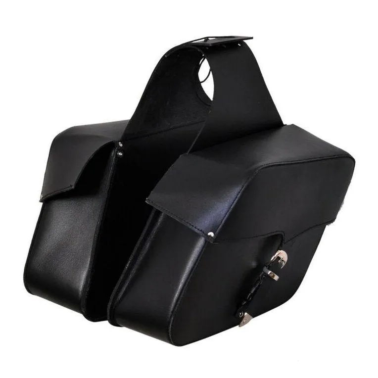 12000 Black Leather Biker Saddle Pannier Bags