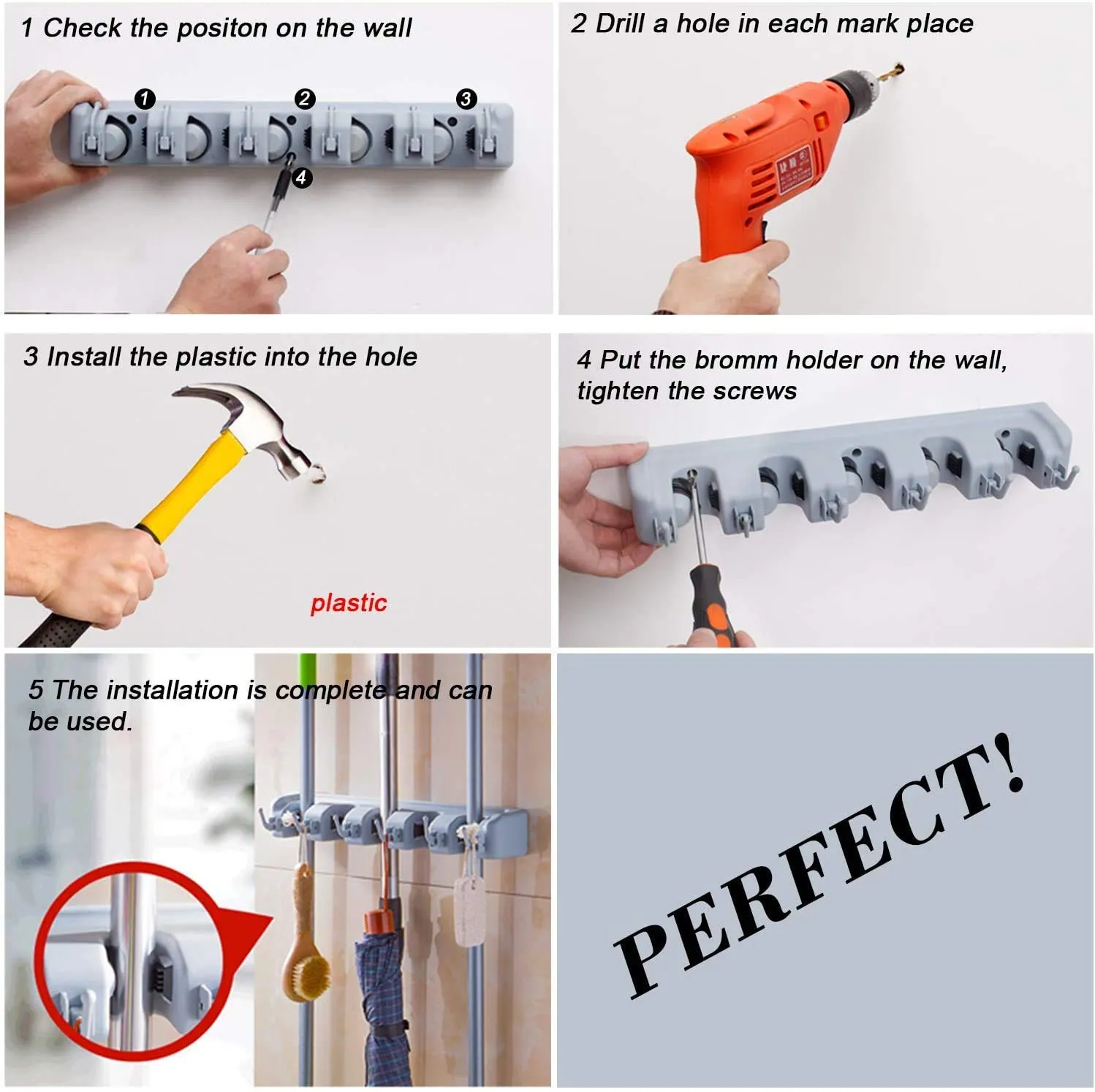 5 Slots Mop & Broom Holder
