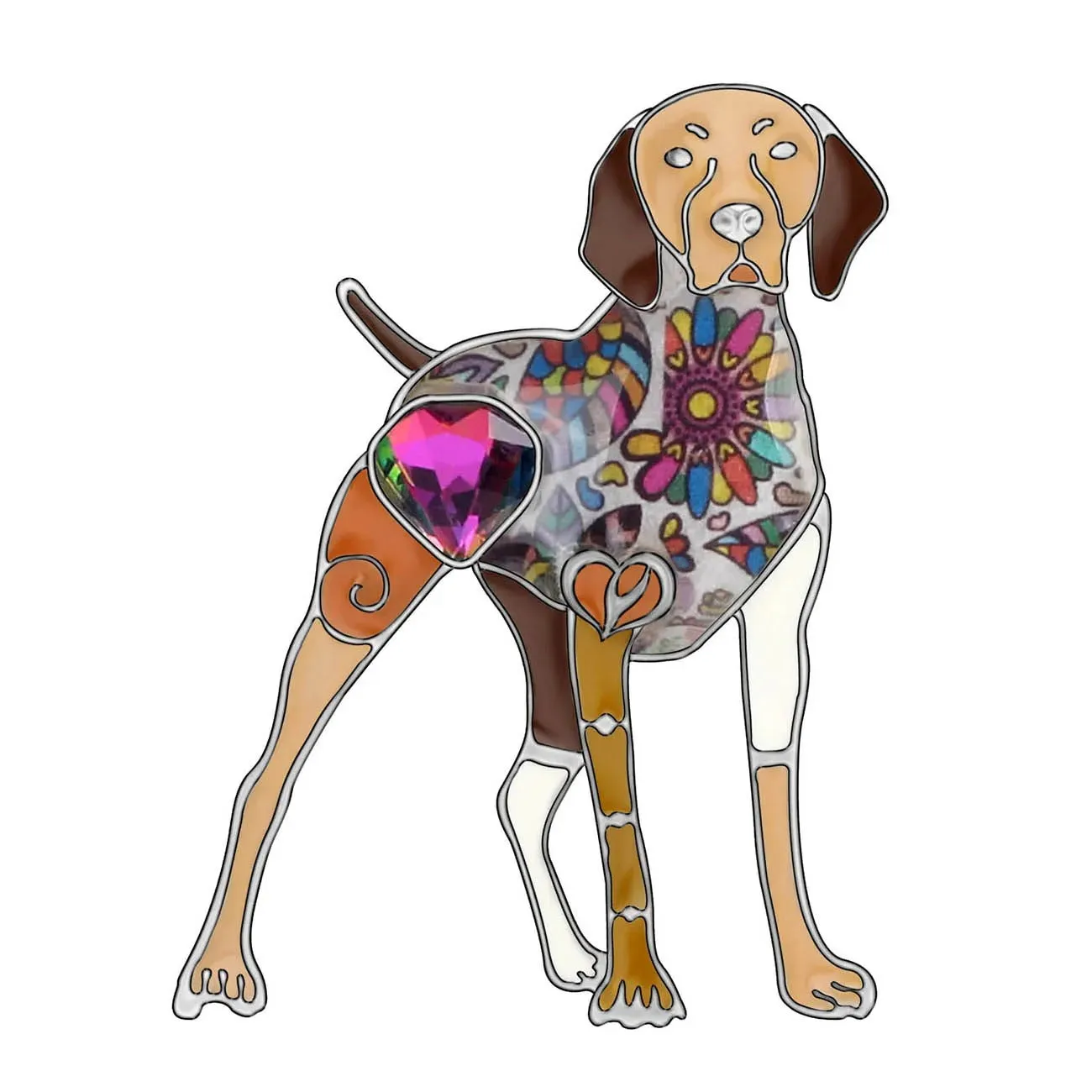 Artistic Brittany Spaniel Necklace / Brooch