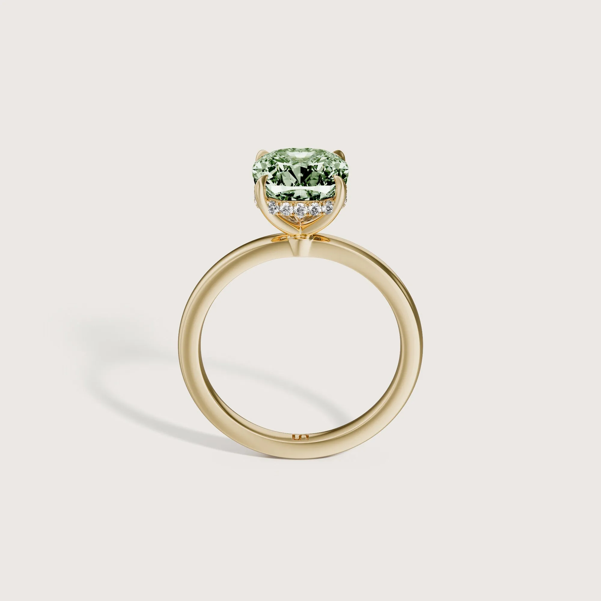 Bianca Cushion Solitaire Green Diamond - Hidden Halo