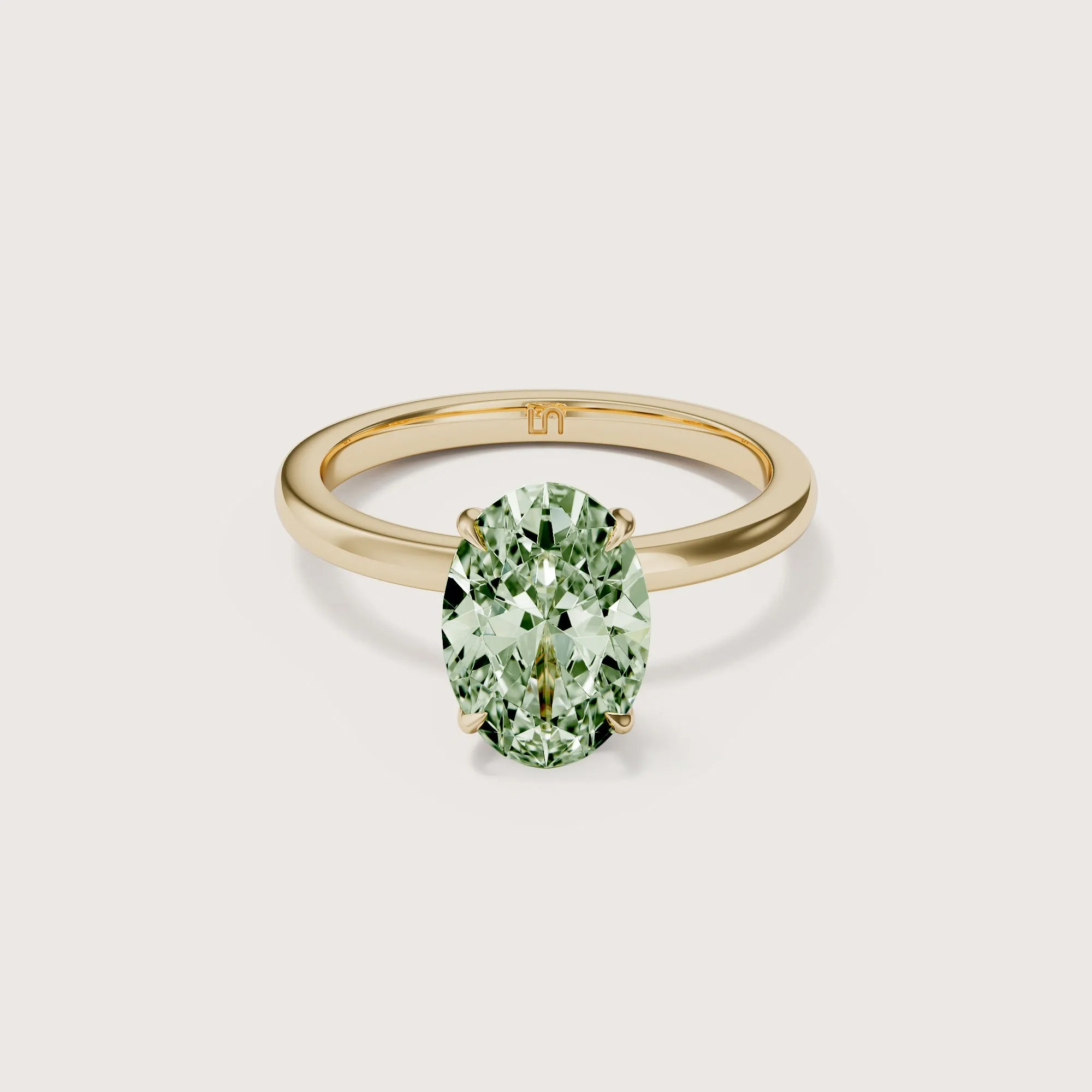 Bianca Oval Solitaire Green Diamond - Hidden Halo