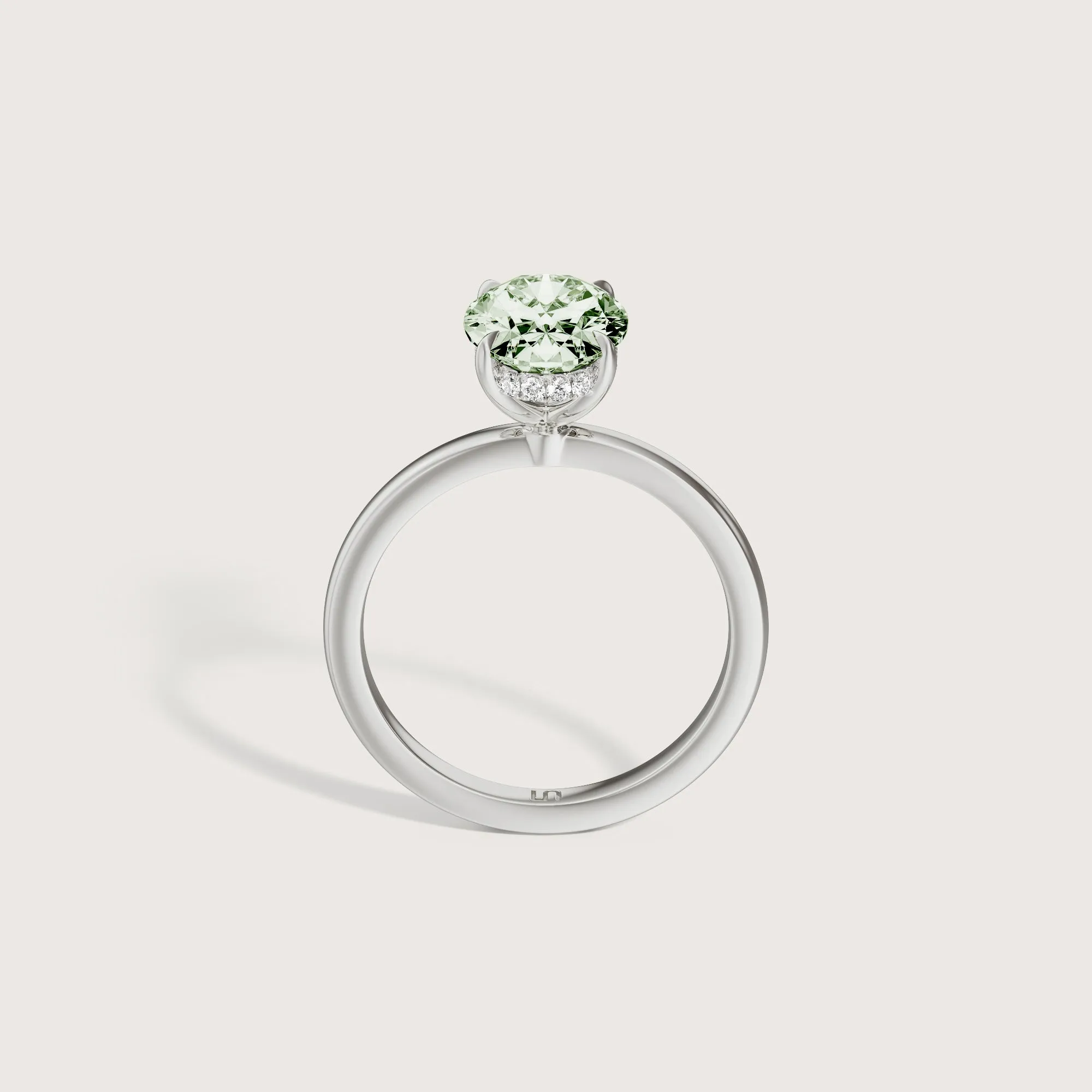 Bianca Oval Solitaire Green Diamond - Hidden Halo