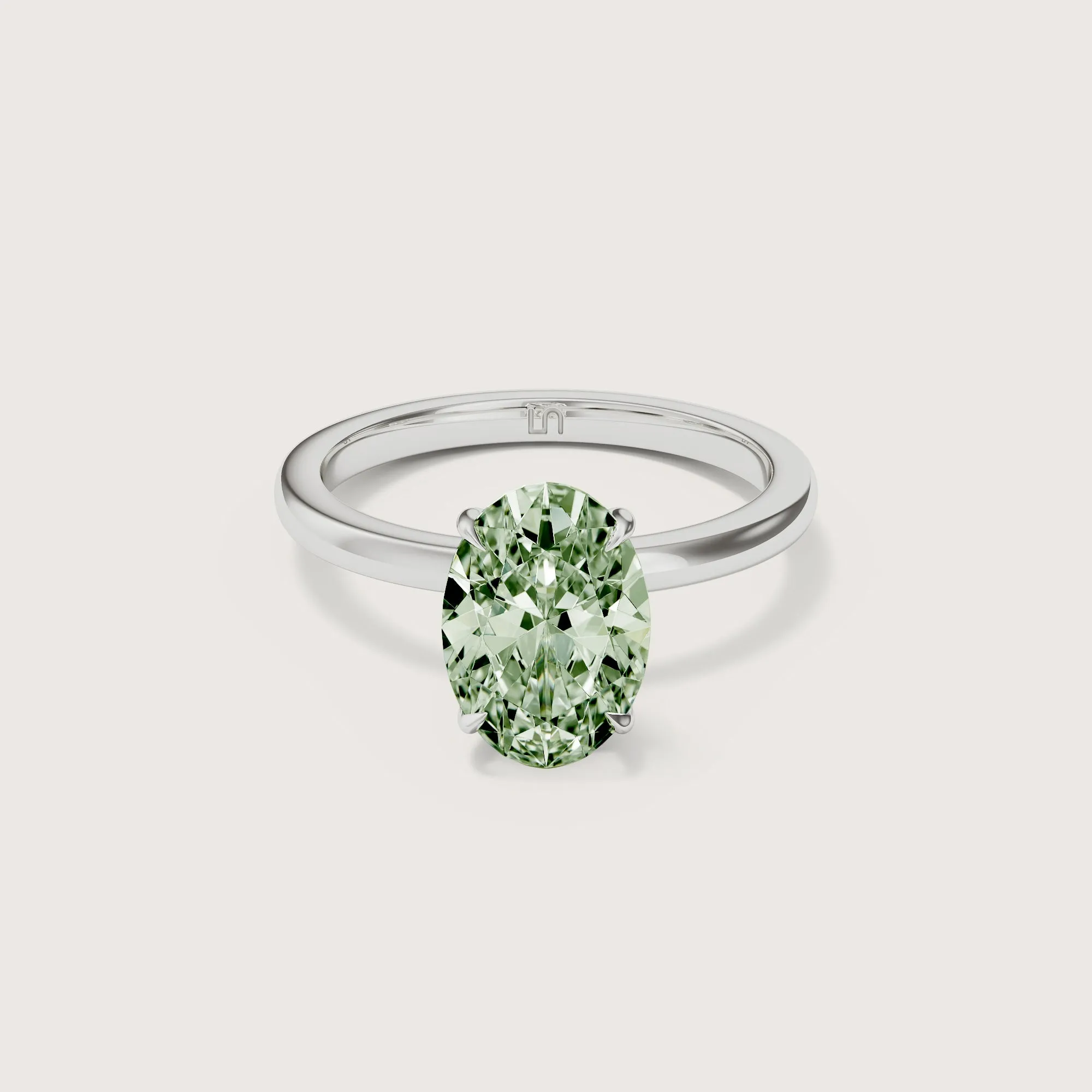 Bianca Oval Solitaire Green Diamond - Hidden Halo