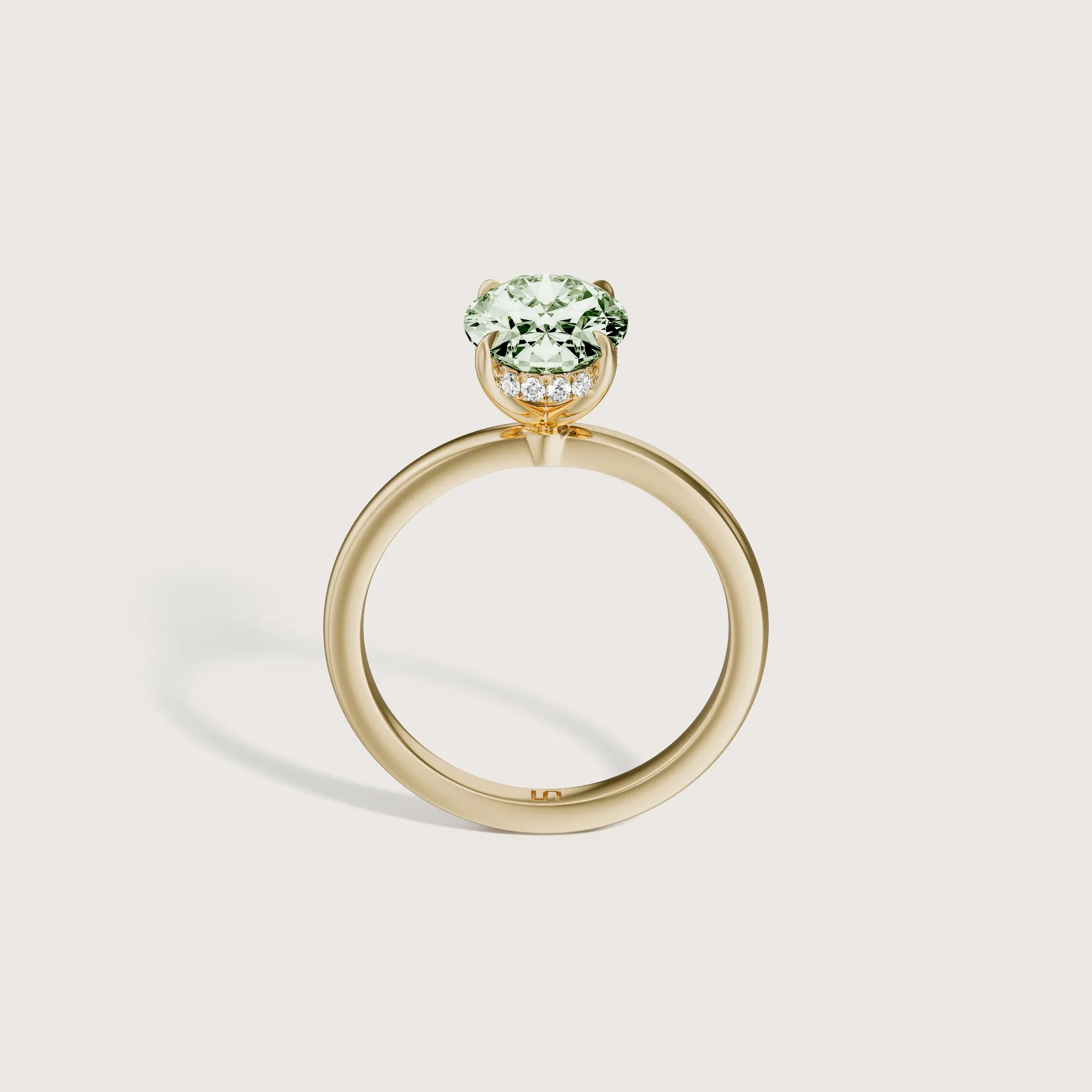 Bianca Oval Solitaire Green Diamond - Hidden Halo