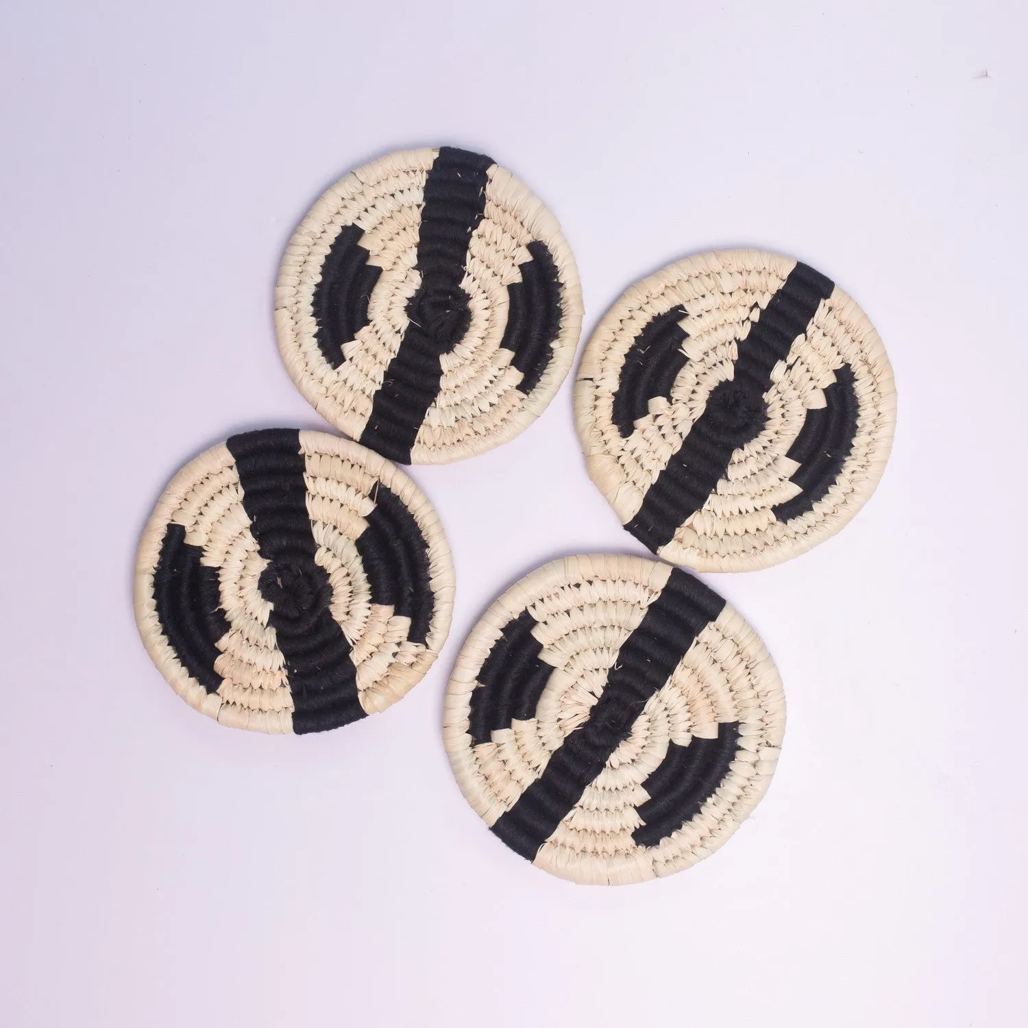 Black Sabai Grass Abstract Coaster Set of 4
