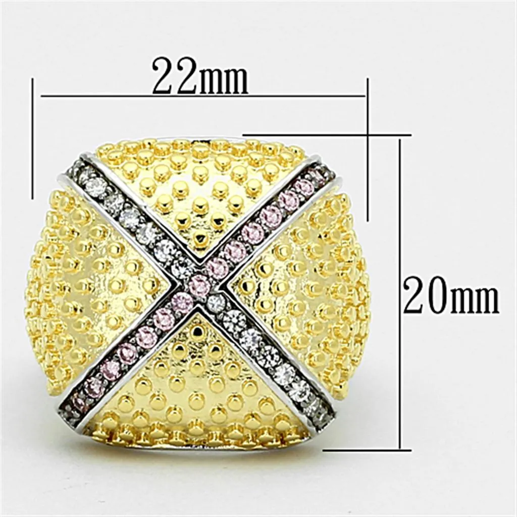 Brass Ring AAA GRD CZ Rose LOA878 for Women Style Rhodium Gold 