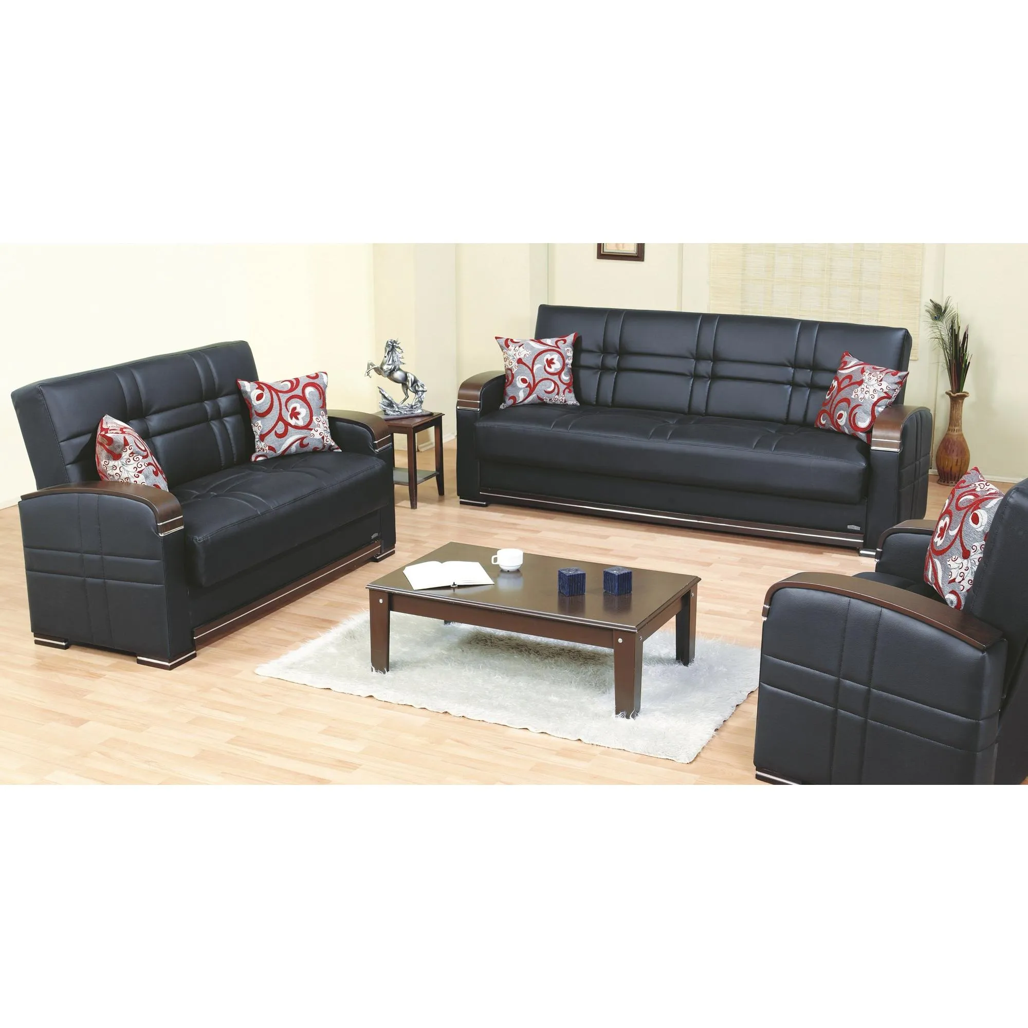 Bronx Loveseat in Black Leather