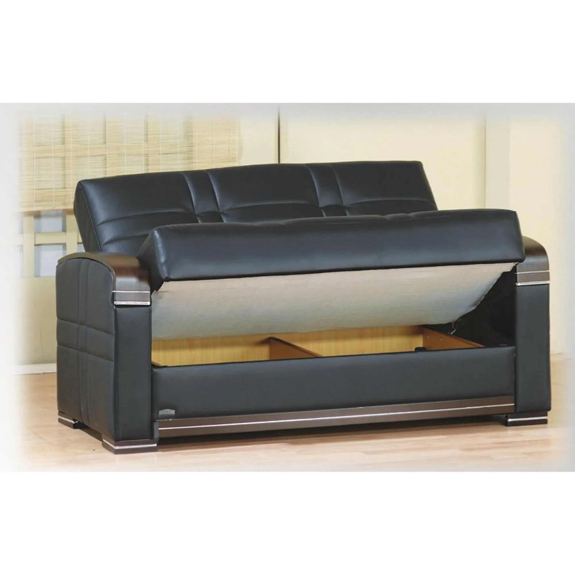Bronx Loveseat in Black Leather