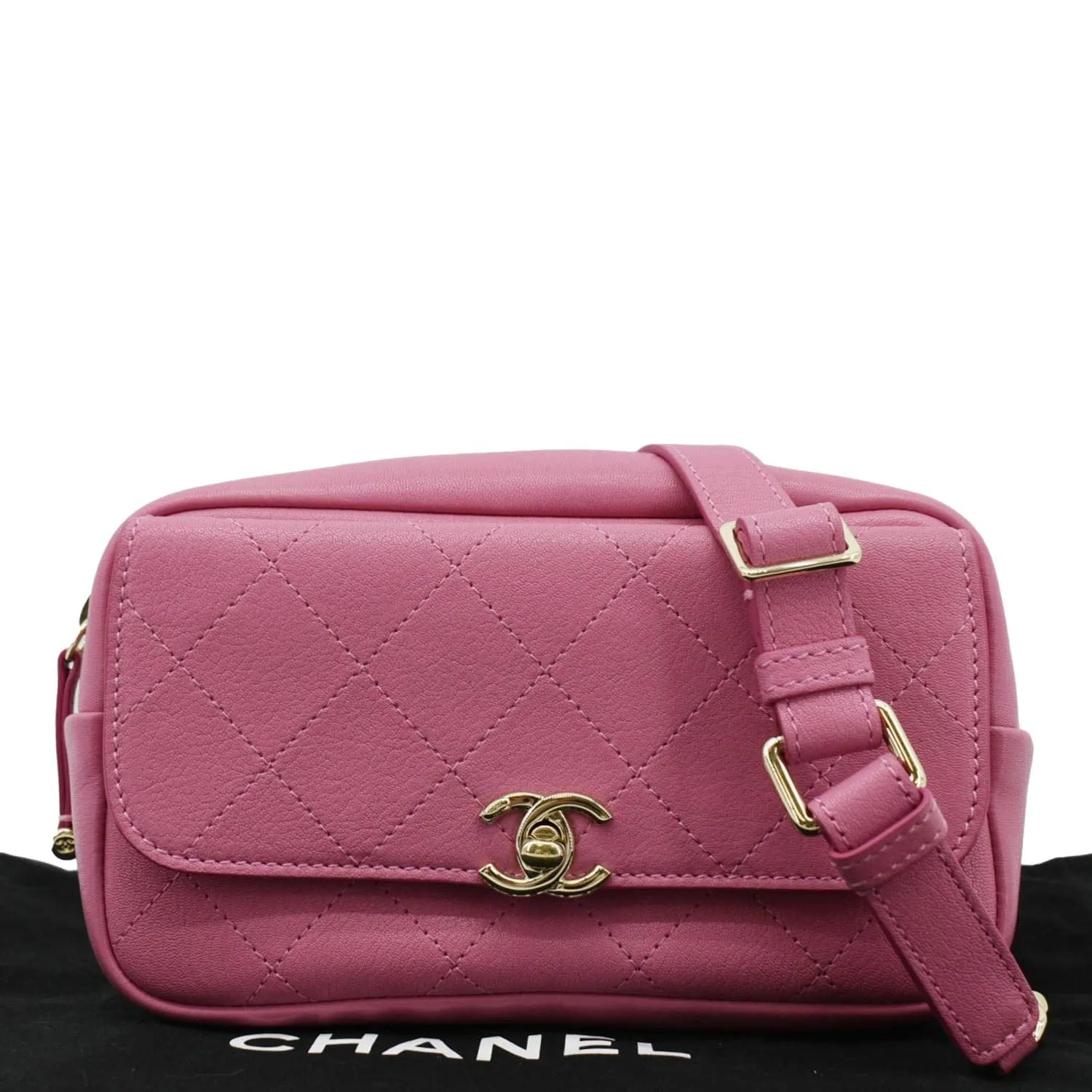 CHANEL Casual Trip Leather Waist Bag Pink