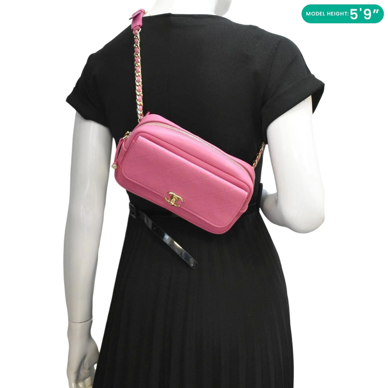 CHANEL Casual Trip Leather Waist Bag Pink