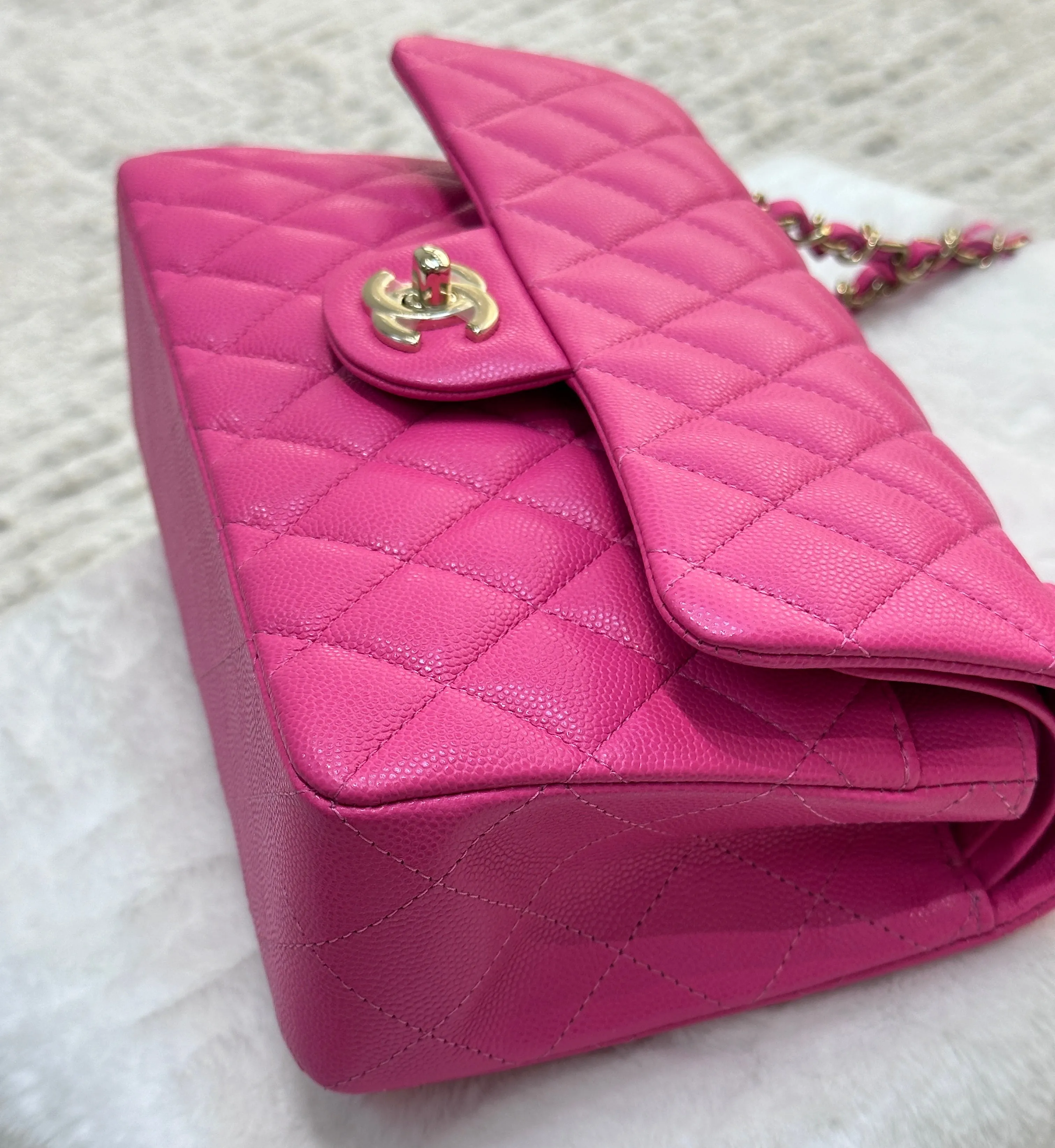 Chanel Classic Quilted Small Double Flap 22K Hot Pink