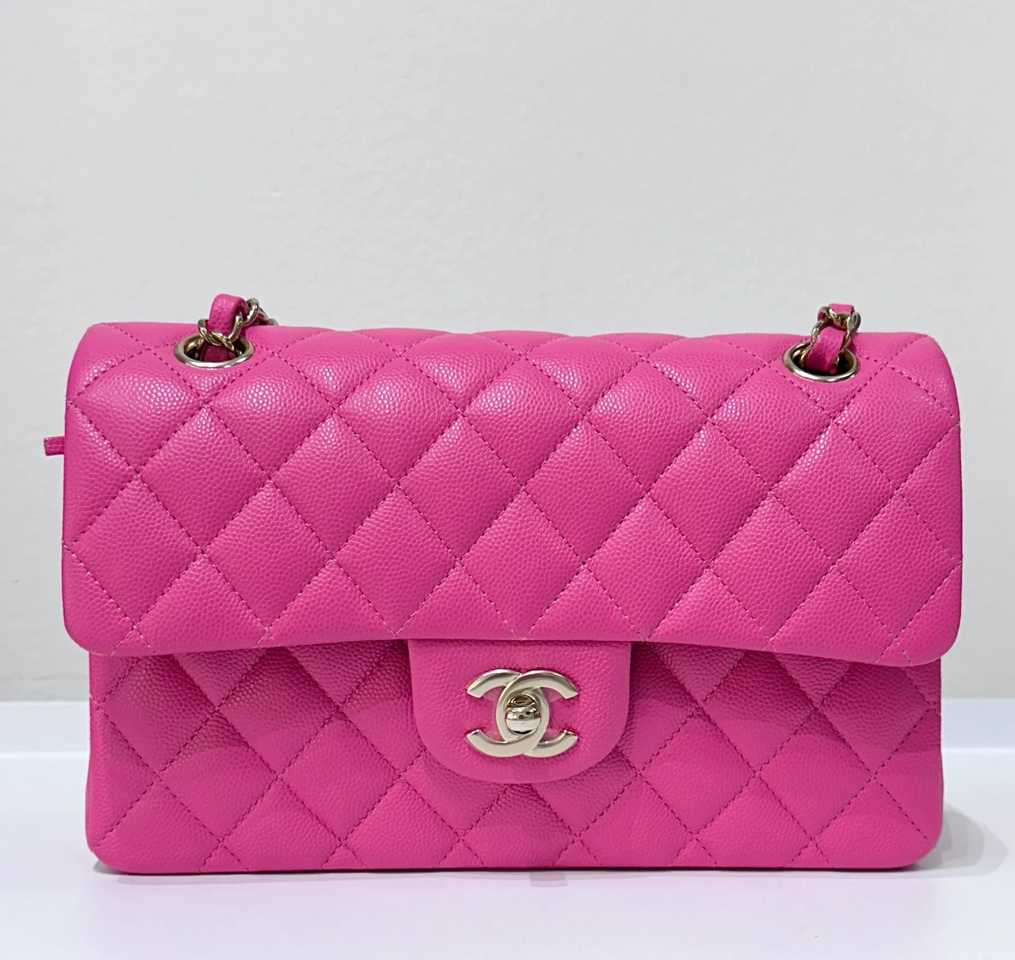 Chanel Classic Quilted Small Double Flap 22K Hot Pink