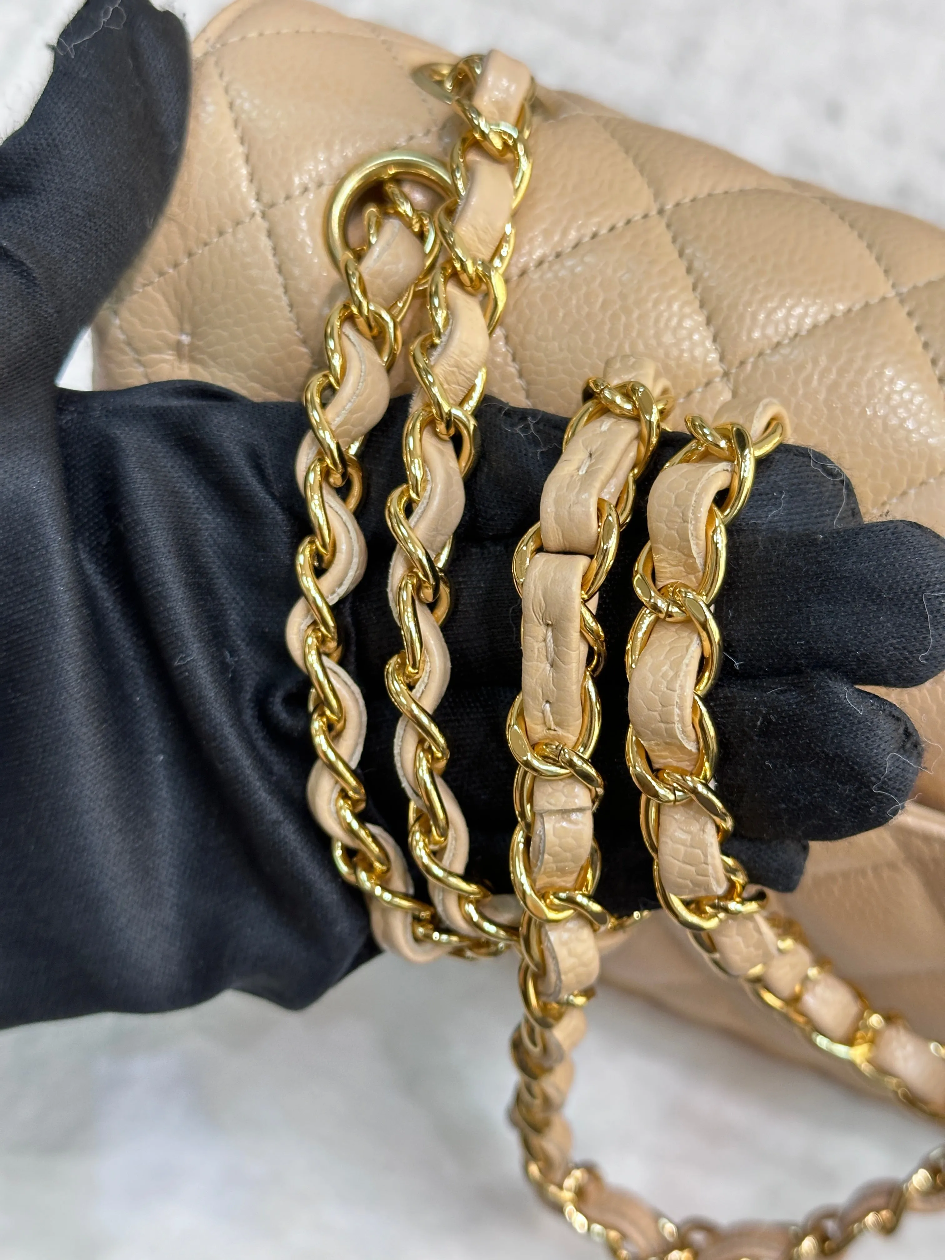 Chanel Classic Small Beige Caviar GHW