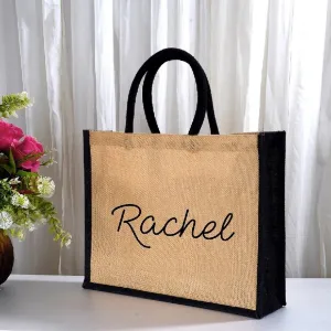 Custom Name Jute Tote Bag