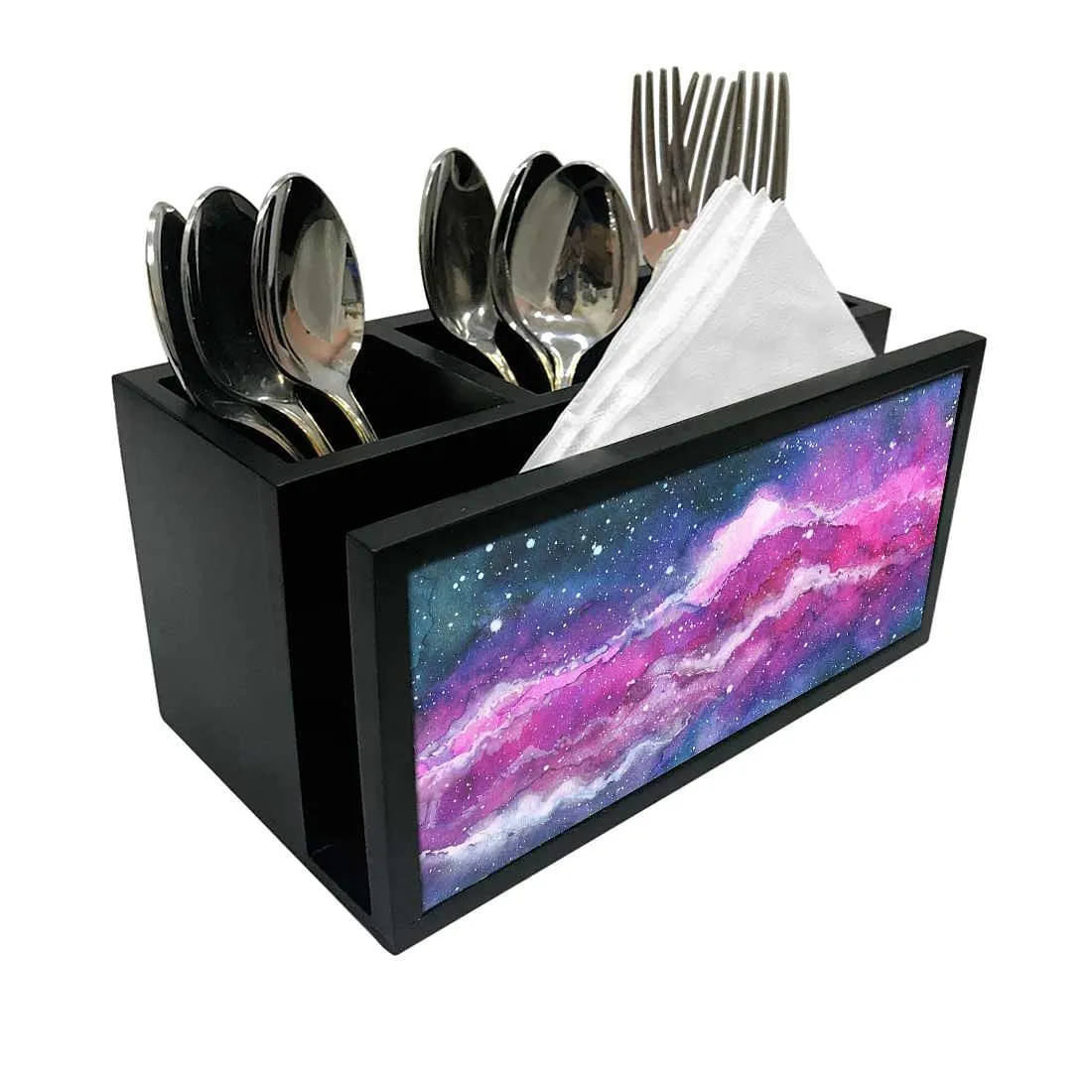 Cutlery Tissue Holder Napkin Stand -  Space Purple Watercolor