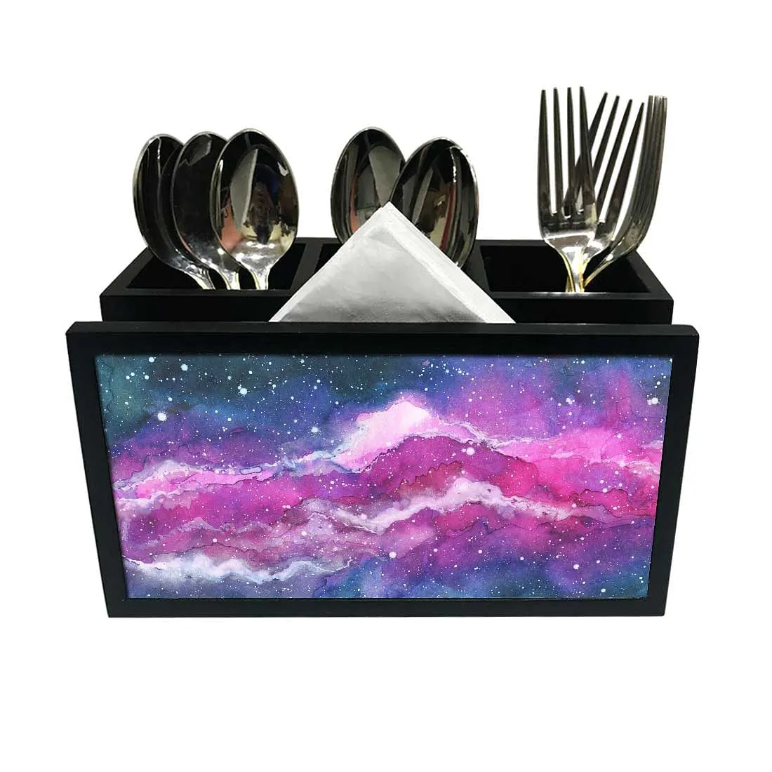 Cutlery Tissue Holder Napkin Stand -  Space Purple Watercolor