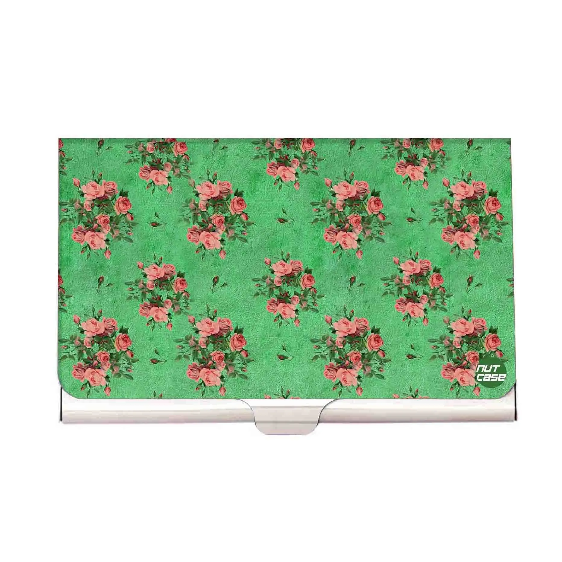 Designer Visiting Card Holder Nutcase -Pink Roses Floral Vintage Shabby Chic