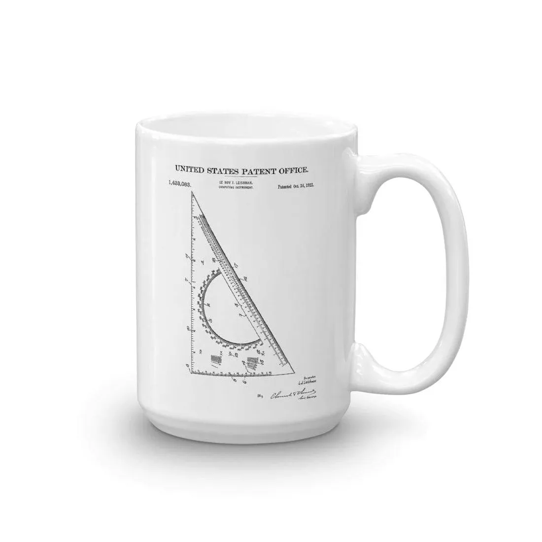 Drafting Triangle Patent Mug 1922 - Engineer Gift, Vintage Instruments, Architect Gift, Drawing Tool, Drafting Tools, Student Gift