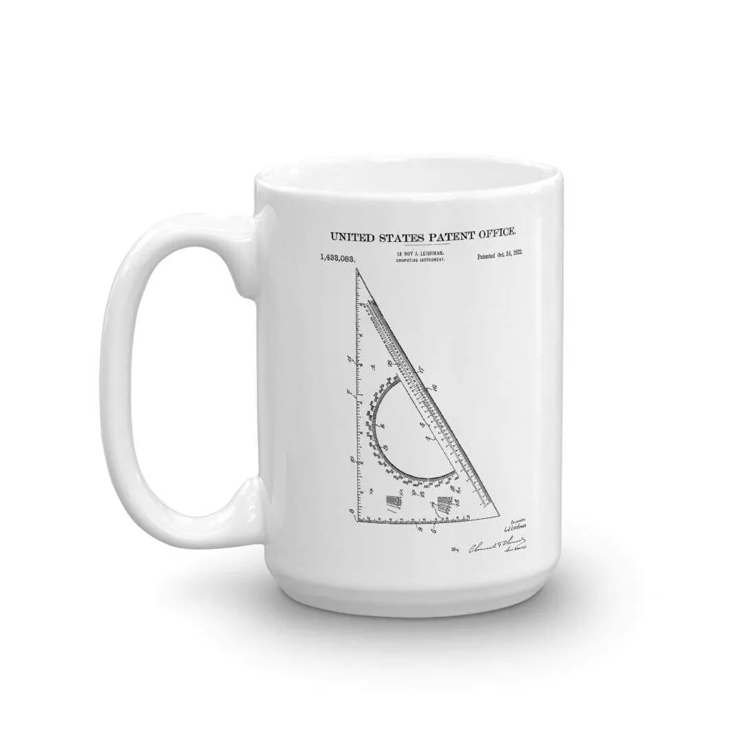 Drafting Triangle Patent Mug 1922 - Engineer Gift, Vintage Instruments, Architect Gift, Drawing Tool, Drafting Tools, Student Gift