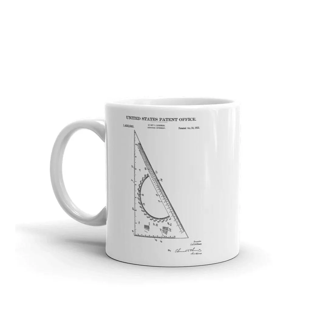 Drafting Triangle Patent Mug 1922 - Engineer Gift, Vintage Instruments, Architect Gift, Drawing Tool, Drafting Tools, Student Gift