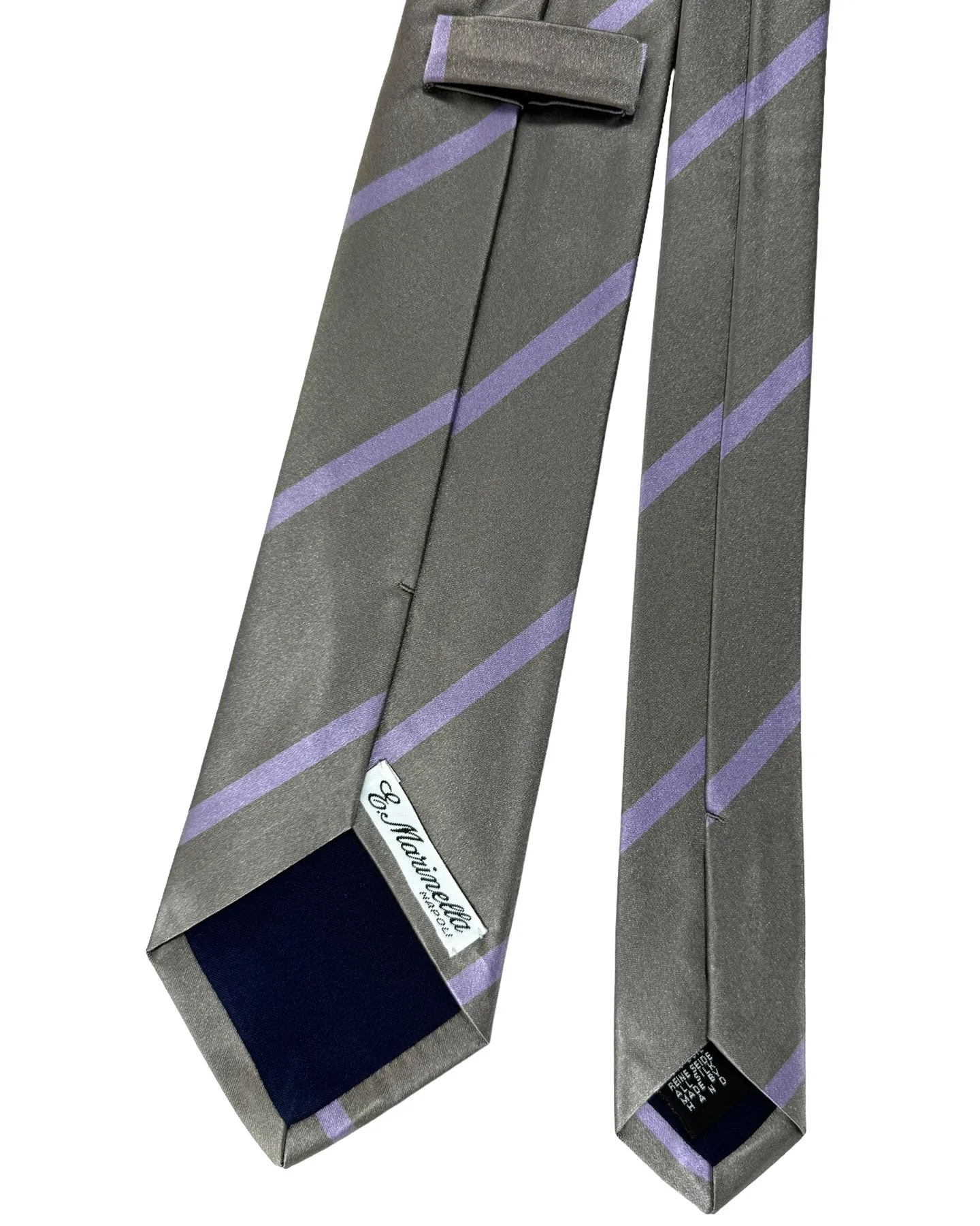E. Marinella Tie Gray Lilac Regimental Stripes