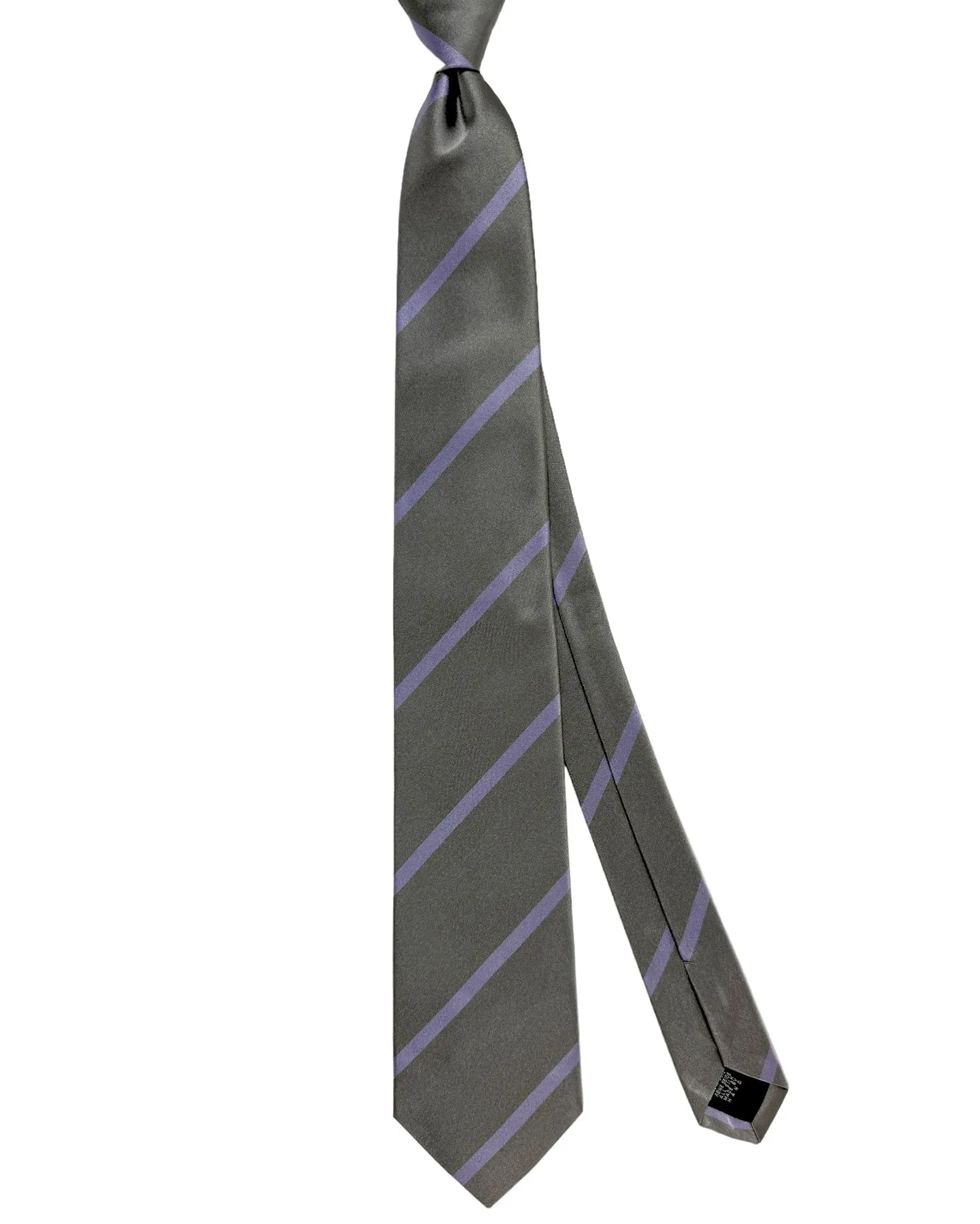 E. Marinella Tie Gray Lilac Regimental Stripes