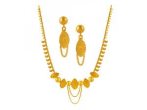 Fine Leaf Designer Jewellery 22k Gold Necklace And Earrings Set