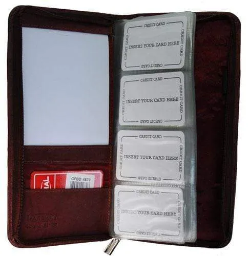 Genuine Leather Mens Zip Around Office Multi Business Credit Card Holder  4670 CF (C)