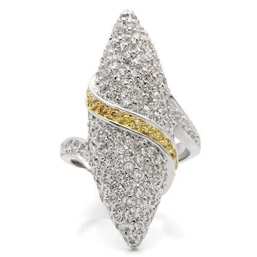 Gold Rhodium Brass Ring with AAA Grade CZ in Topaz for Women Style 0W099