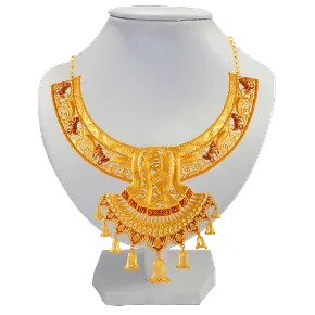 Gorgeous Regal 22k Gold Necklace Earrings Set For Bride