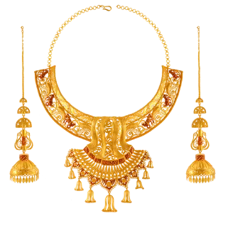 Gorgeous Regal 22k Gold Necklace Earrings Set For Bride