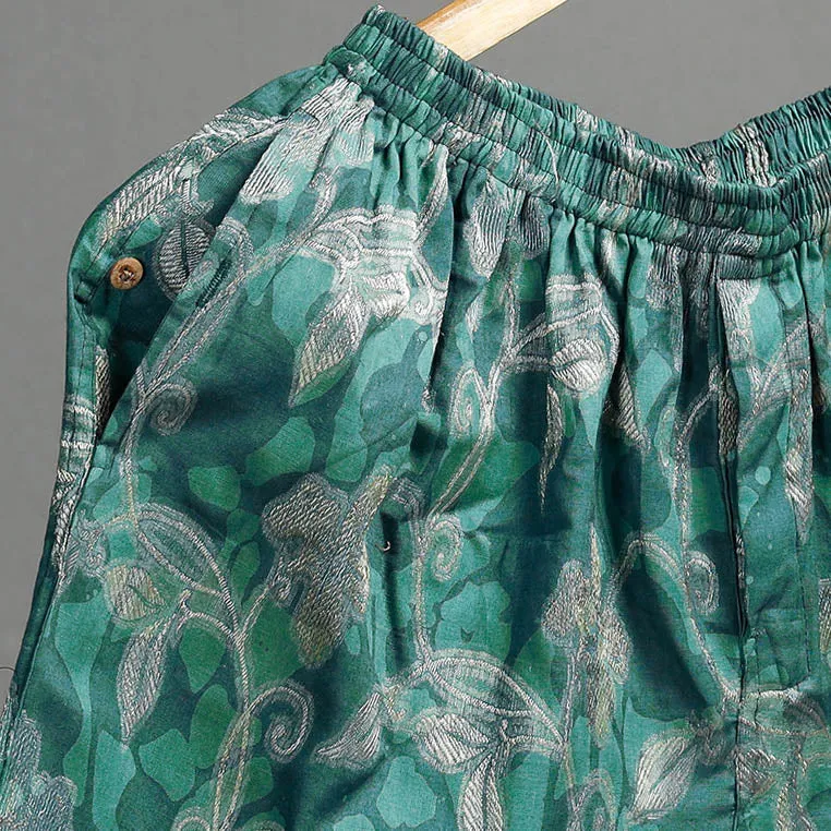 Green - Hand Batik Printed Jacquard Weave Cotton Unisex Boxer/Shorts