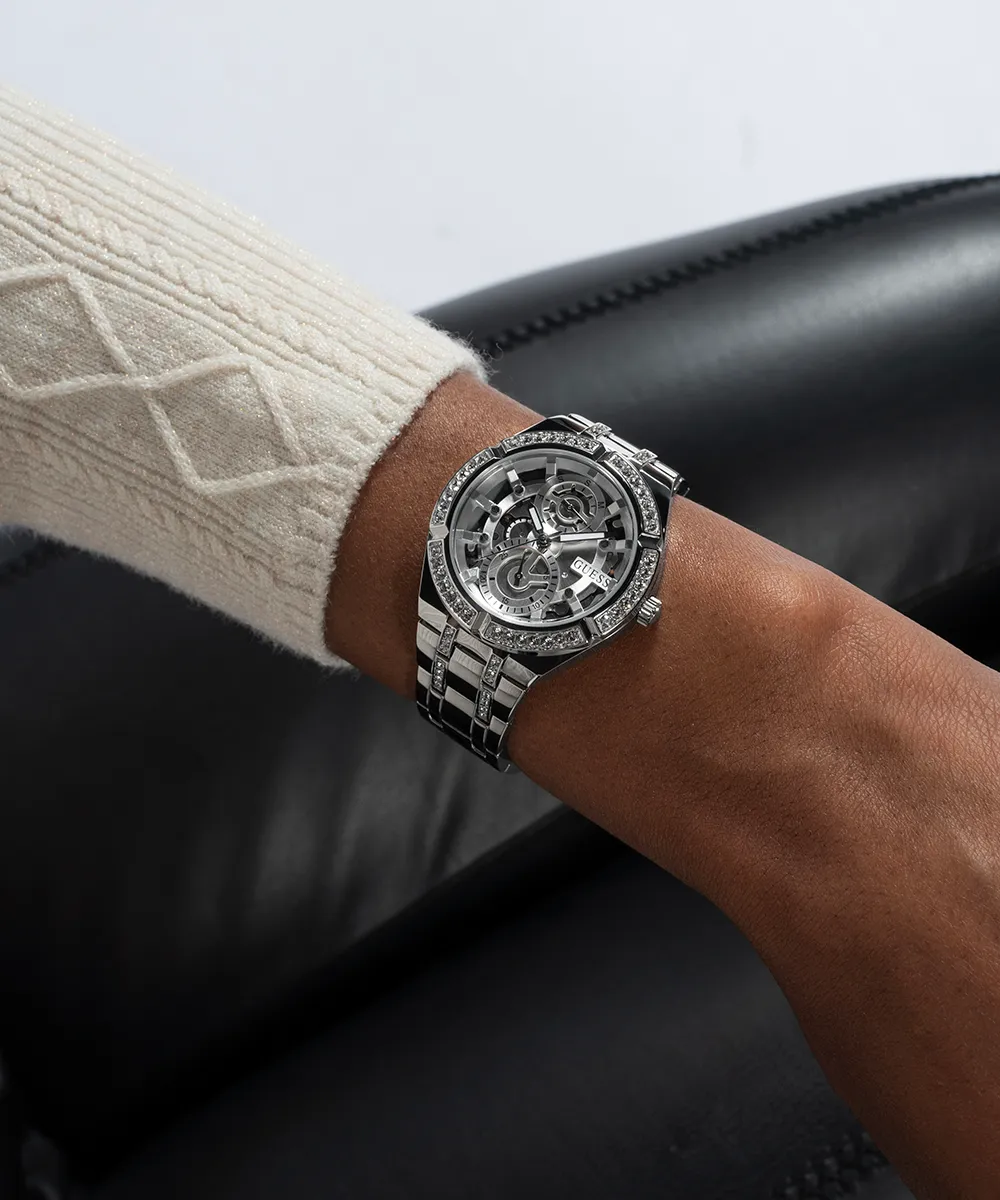 GUESS Ladies Silver Tone Multi-function Watch