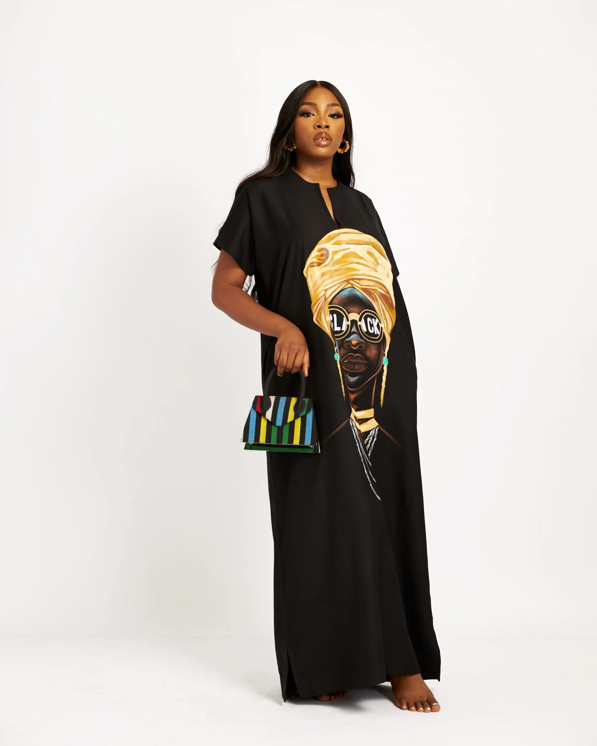 Hand-painted Black Abaya