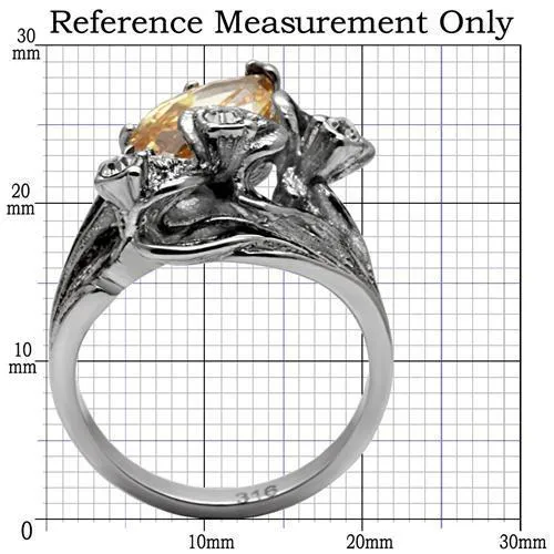 High polished (no plating) Stainless Steel Ring with AAA Grade CZ in Champagne for Women Style TK083