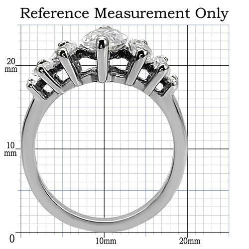 High polished (no plating) Stainless Steel Ring with AAA Grade CZ in Clear for Women Style TK006
