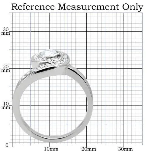 High polished (no plating) Stainless Steel Ring with AAA Grade CZ in Clear for Women Style TK195