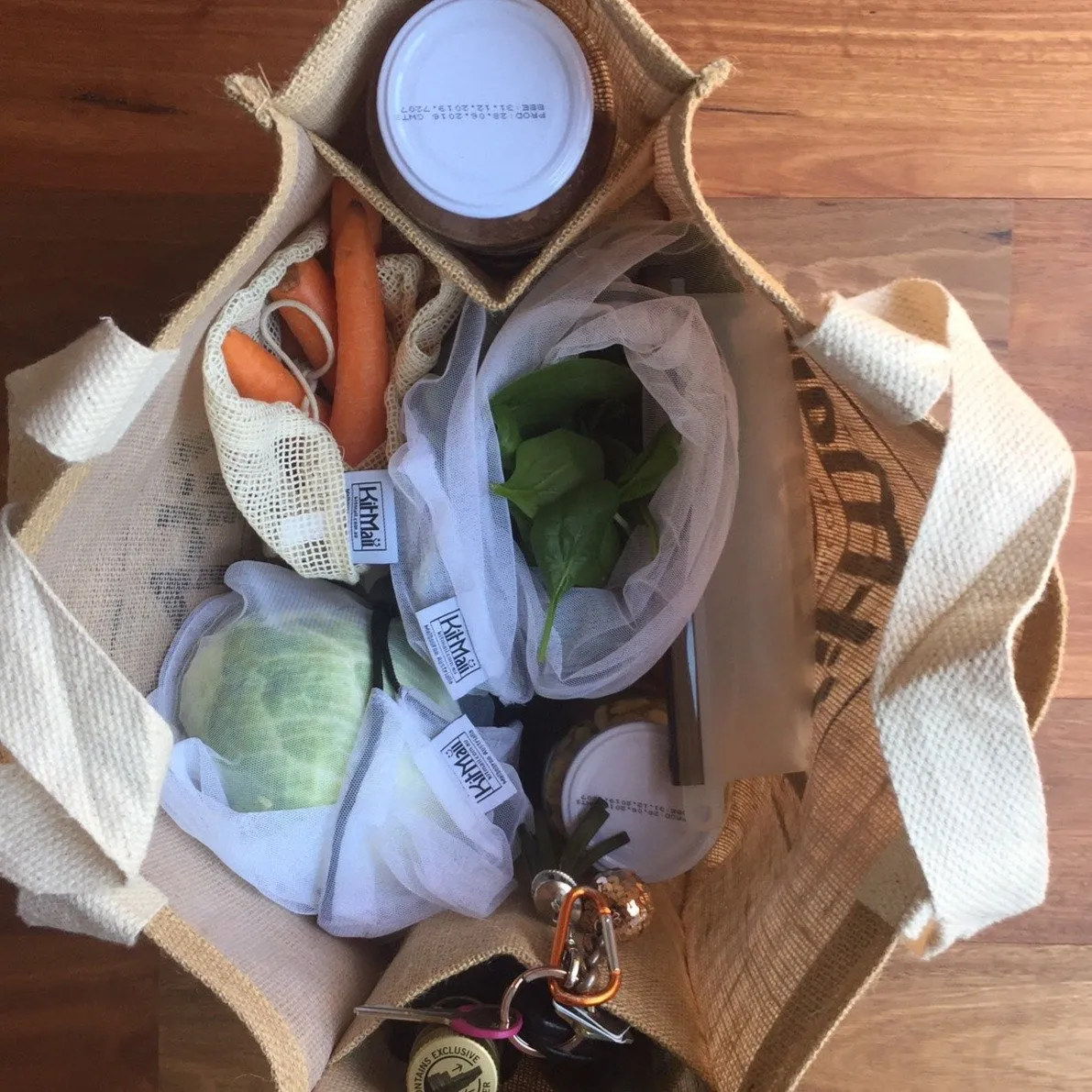 Jute Shopping Bag with handy pockets