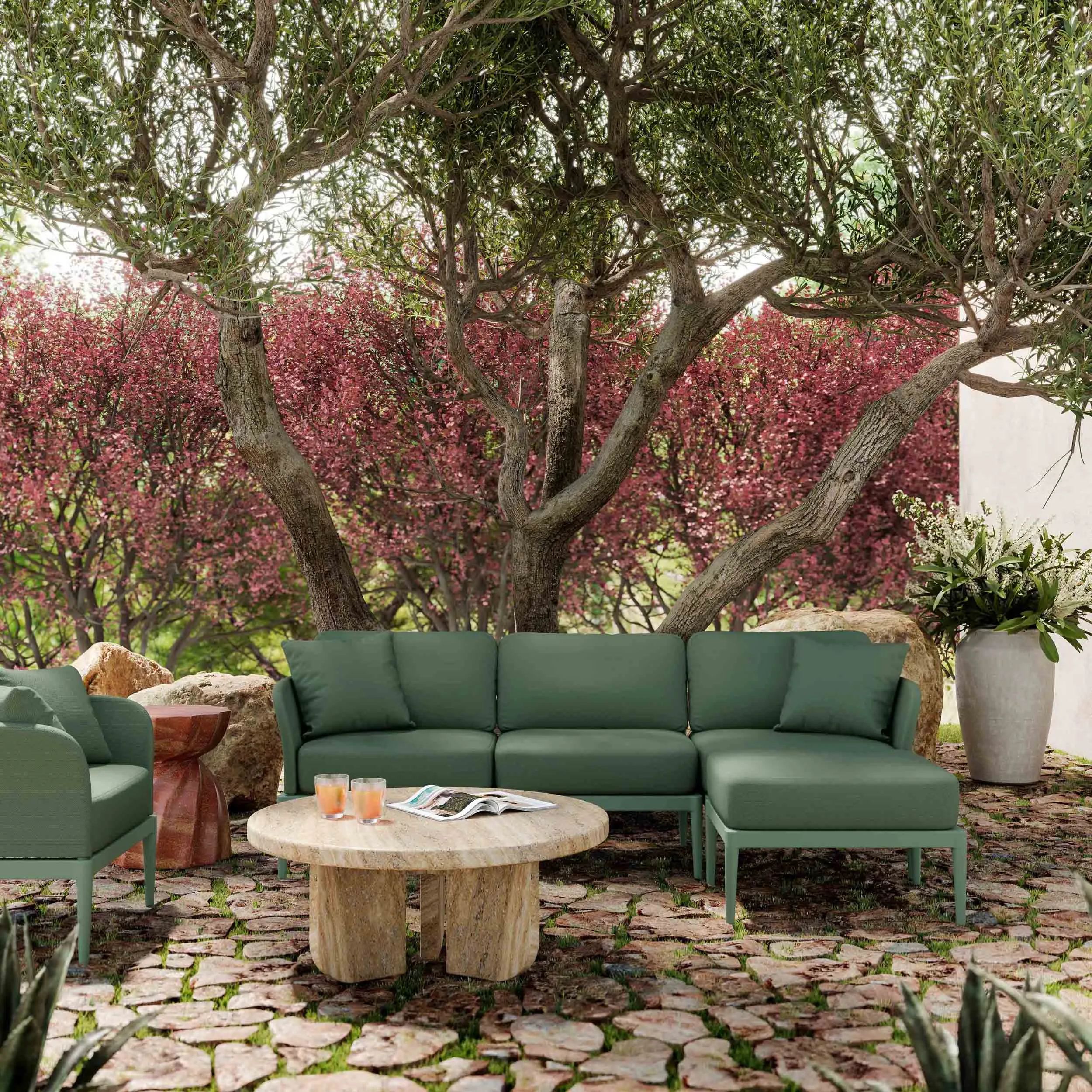 Kapri Outdoor Modular Sectional, Moss Green