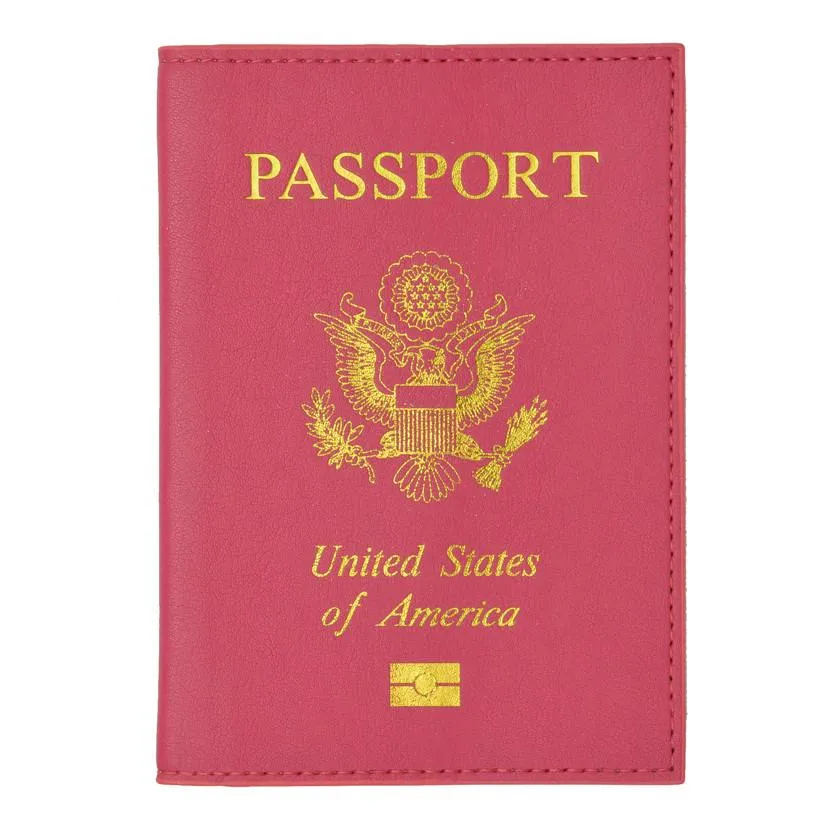 Leather USA Logo Passport Holder - Navy Blue