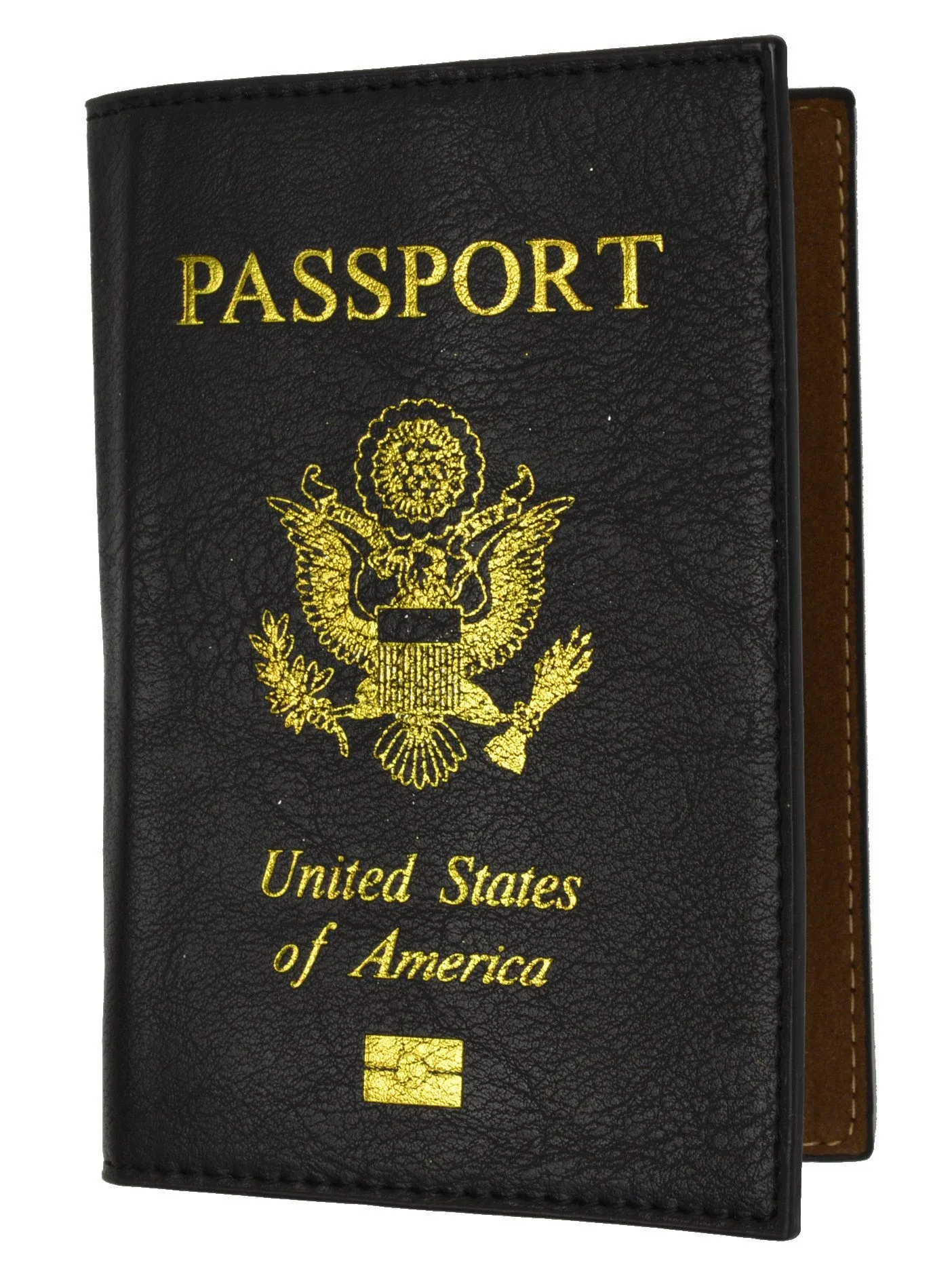 Leather USA Logo Passport Holder - Navy Blue