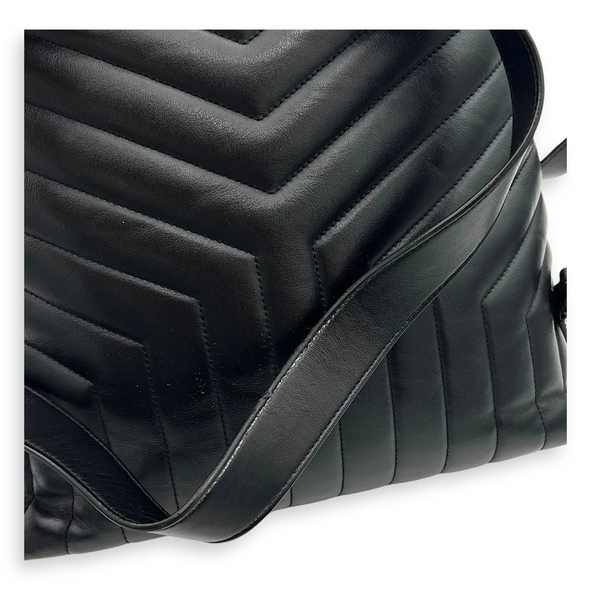 Loulou Backpack Black in Calfskin, Silver hardware