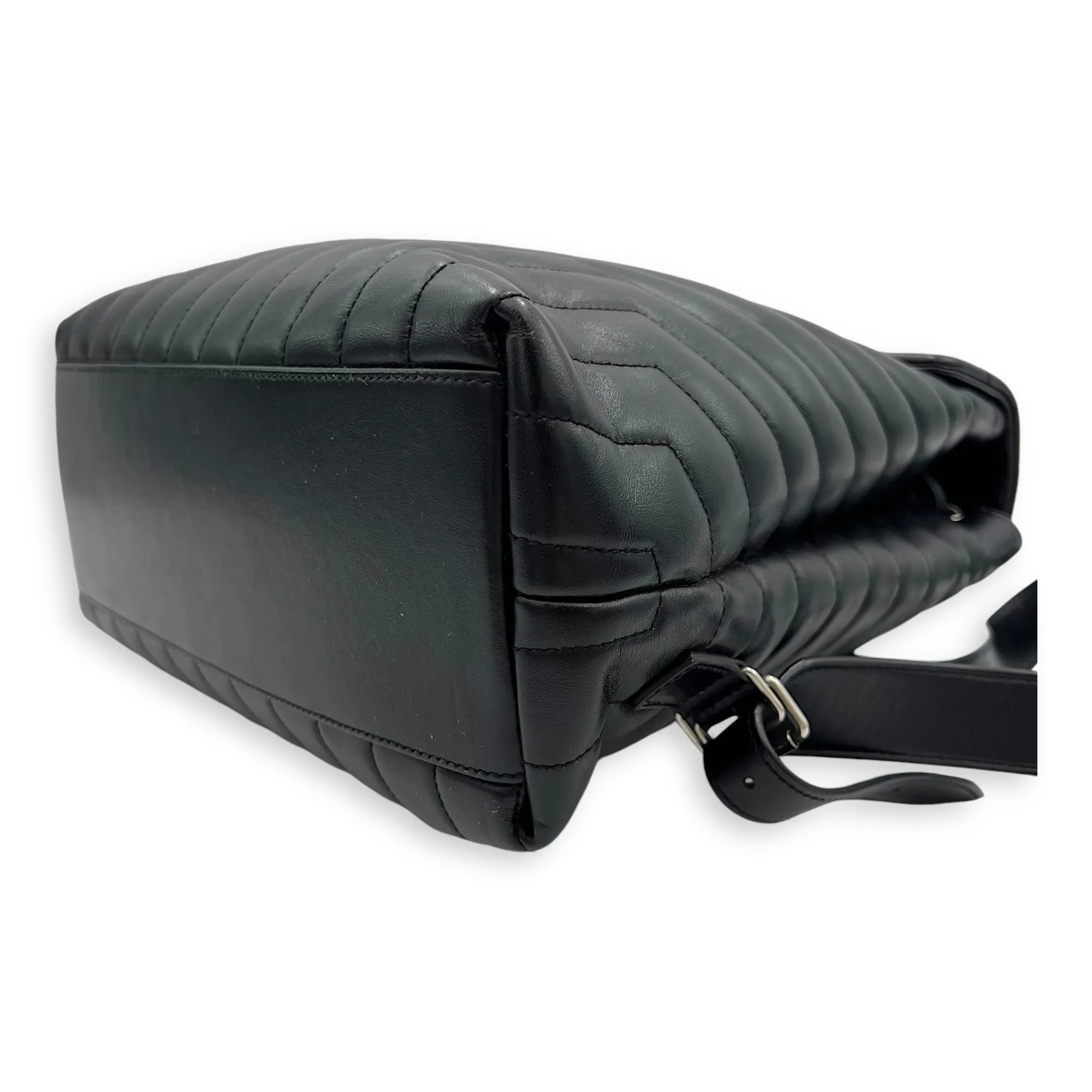 Loulou Backpack Black in Calfskin, Silver hardware