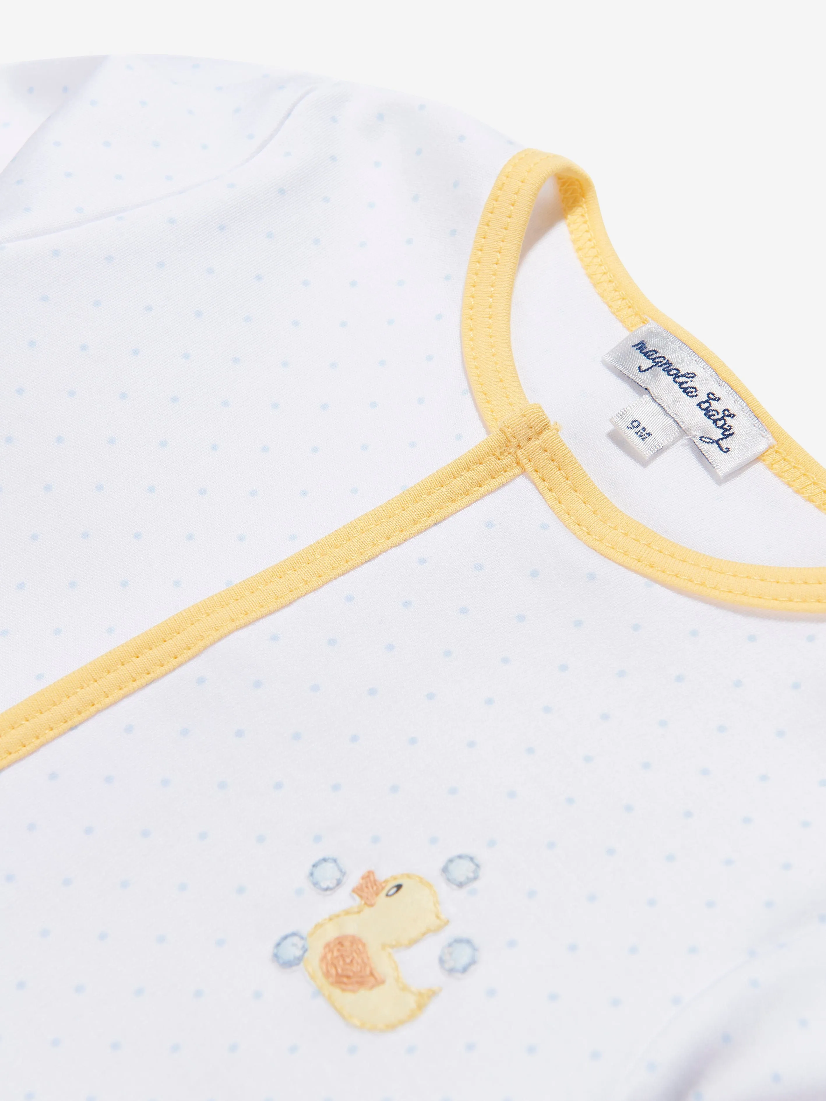 Magnolia Baby Baby Rubber Ducky Embroidered Babygrow in White
