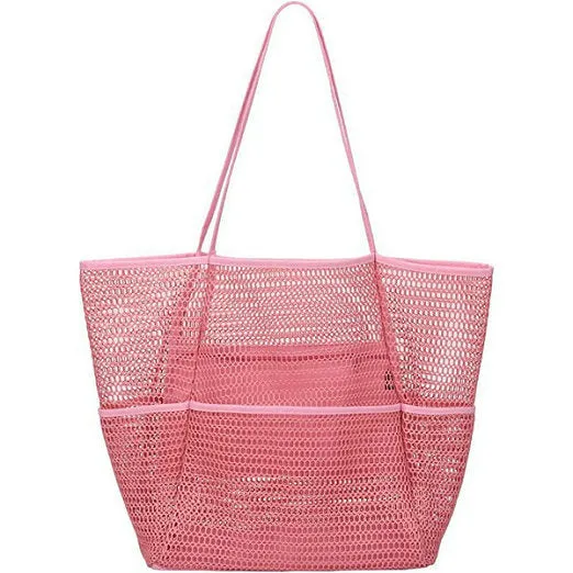 Mesh Womens Shoulder Beach Bag Summer Beach Tote Bag