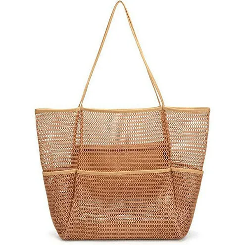 Mesh Womens Shoulder Beach Bag Summer Beach Tote Bag