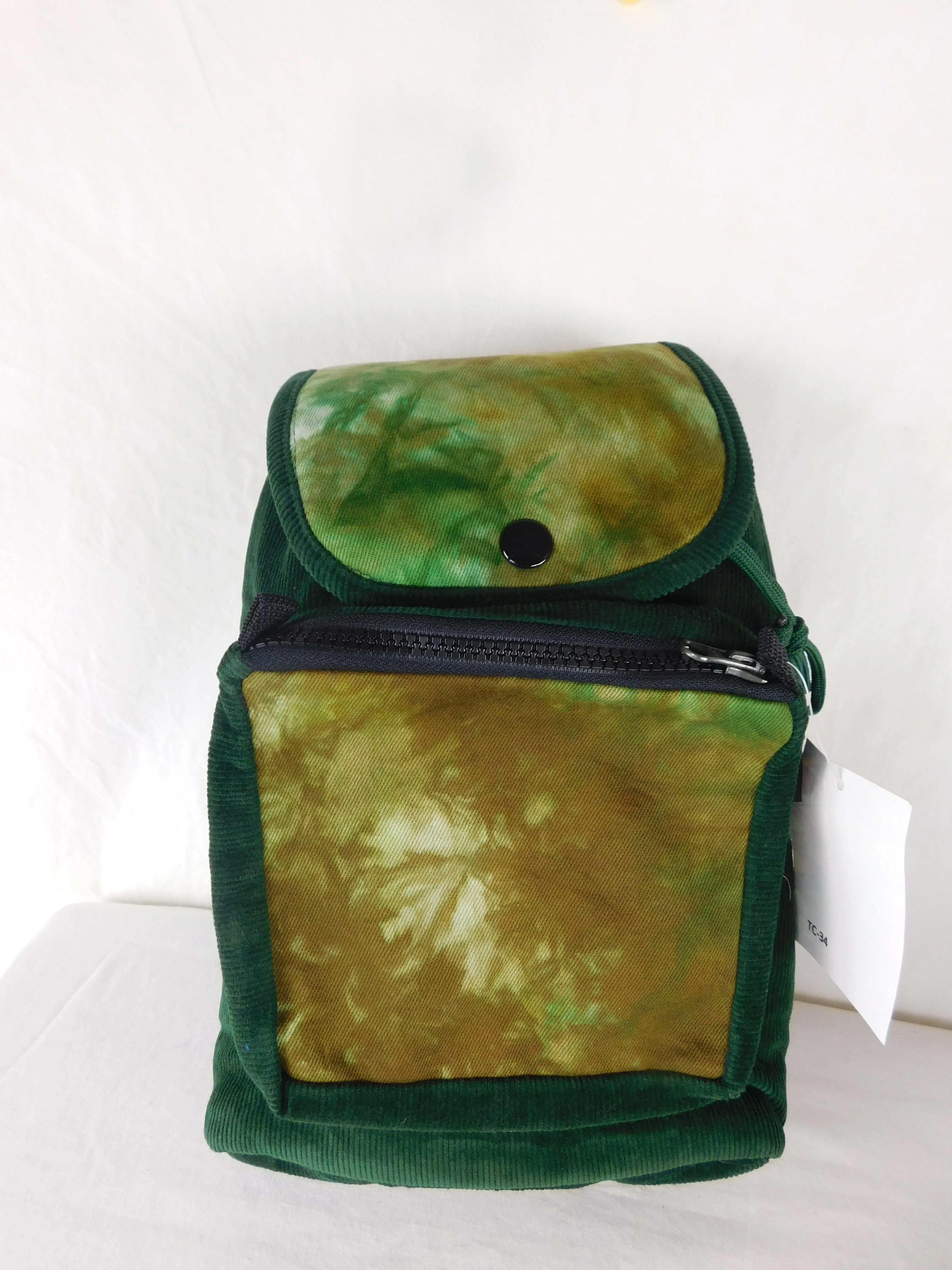 Mini Backpack in Tie Dyed Denim and corduroy