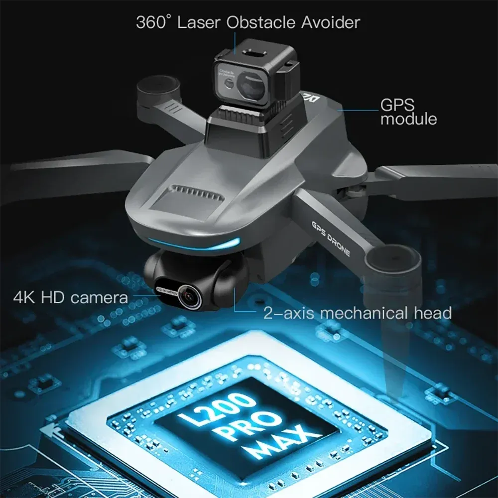 NEW!L400 PRO  Professional Drone 2-axis PTZ 4K EIS Dual Camera HD Four-axis Obstacle Avoidance Brushless GPS 5G FPV Drones
