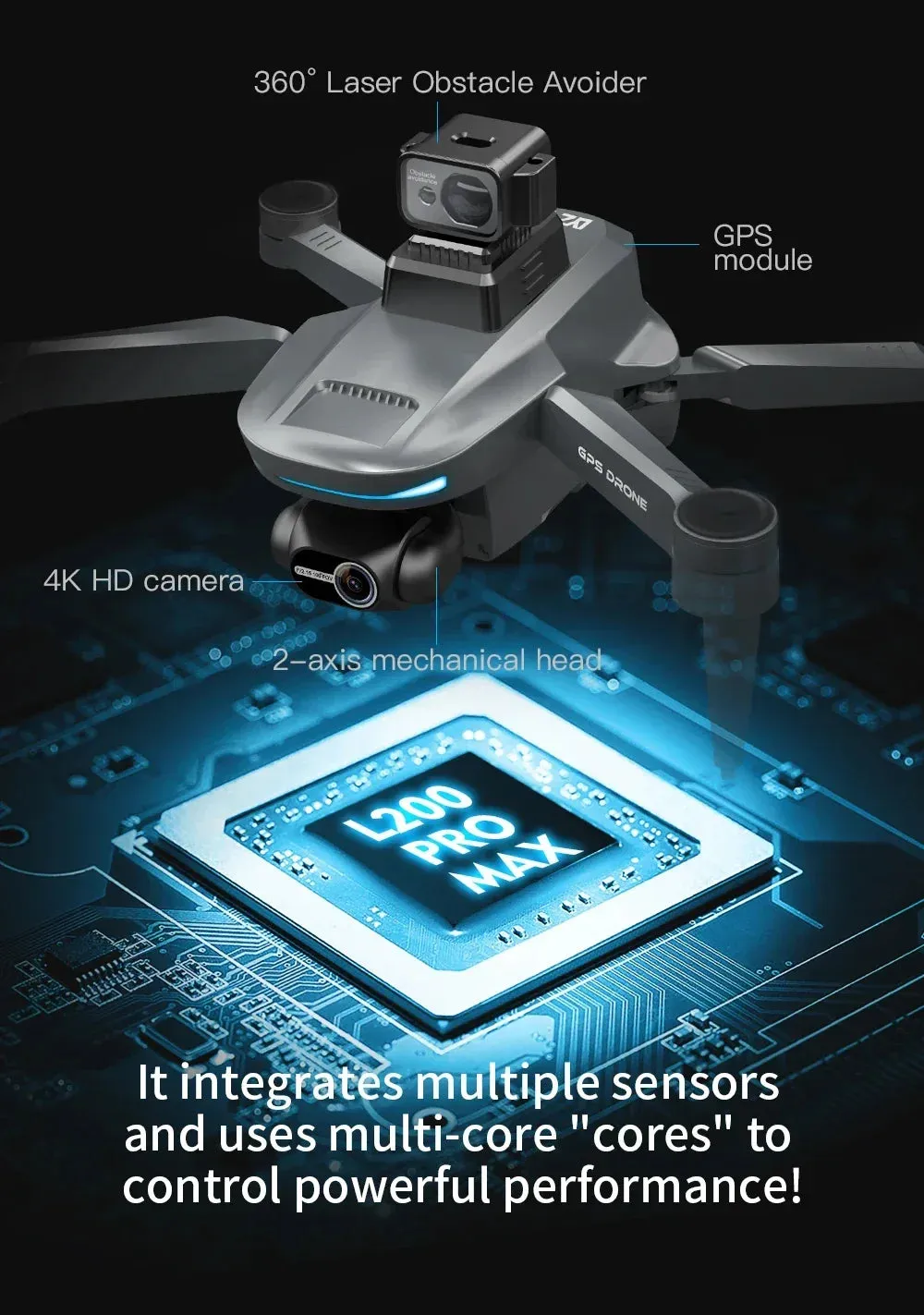 NEW!L400 PRO  Professional Drone 2-axis PTZ 4K EIS Dual Camera HD Four-axis Obstacle Avoidance Brushless GPS 5G FPV Drones