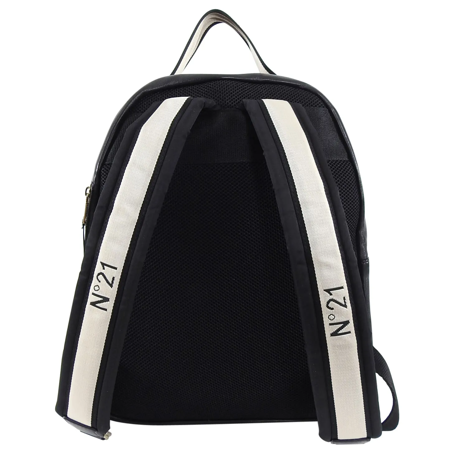 No. 21 Numeroventuno Black Leather Gold Logo Backpack
